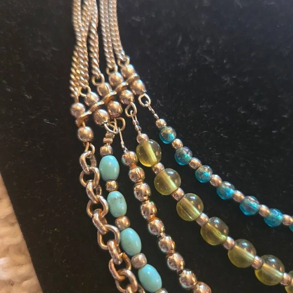 NWOT 5 strand Mixed Bead Necklace Turquoise
